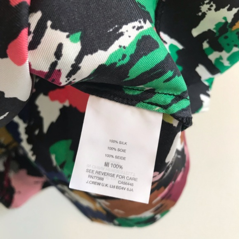 J Crew Silk Ruffle Brushstroke Top Multi Color - Picture 4 of 7